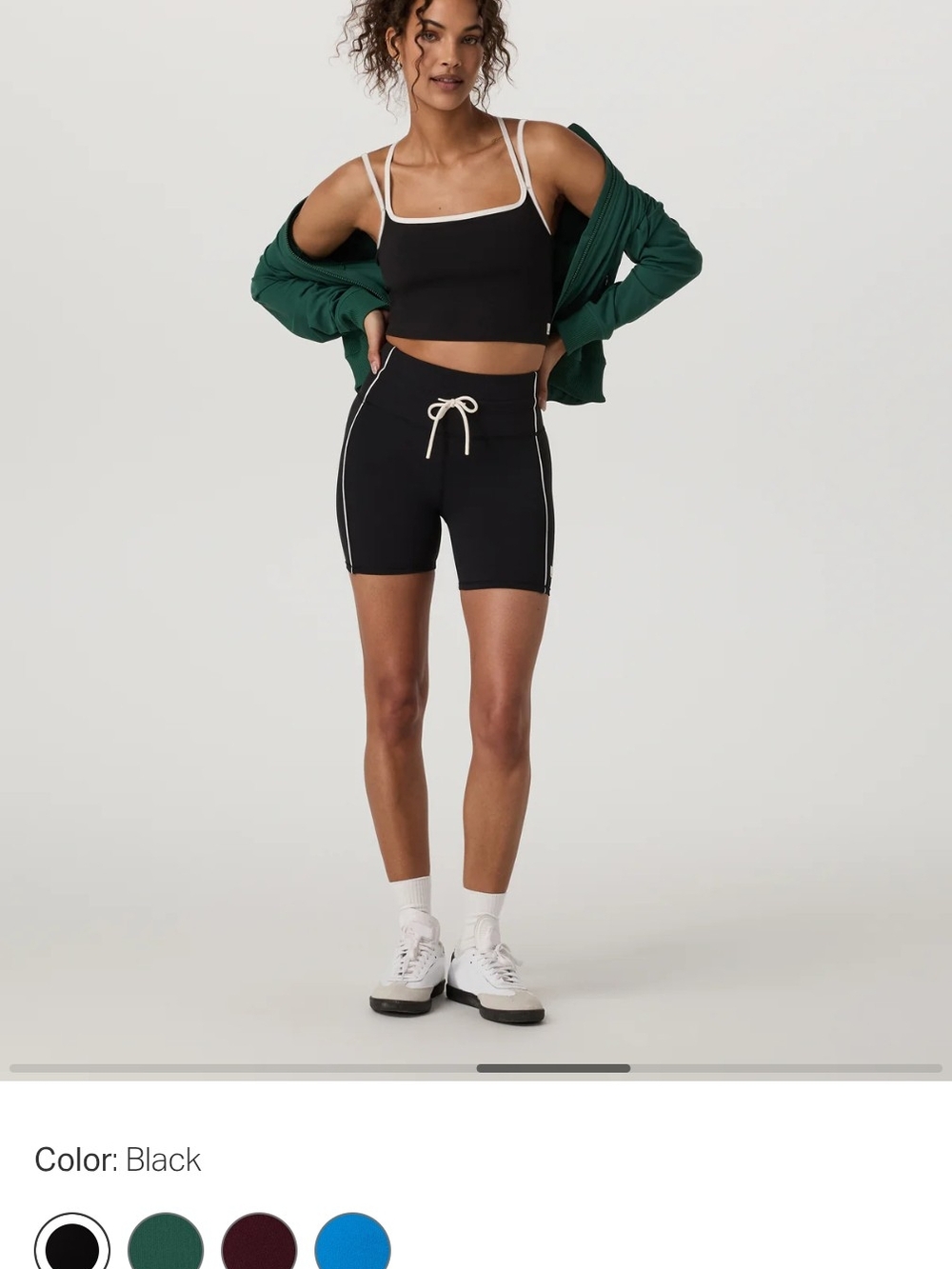 Vuori Black Bike Shorts with Cream Piping